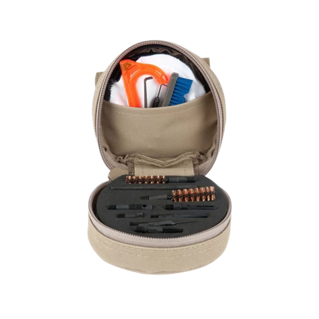 Front view of the Otis Military Soft Pack Cleaning Kit for M4, M16, and 9mm firearms in its durable black tactical case.