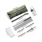 Detailed overhead shot of a 10-piece rifle cleaning kit for .223 and 7.62mm calibers with rods and brushes displayed.