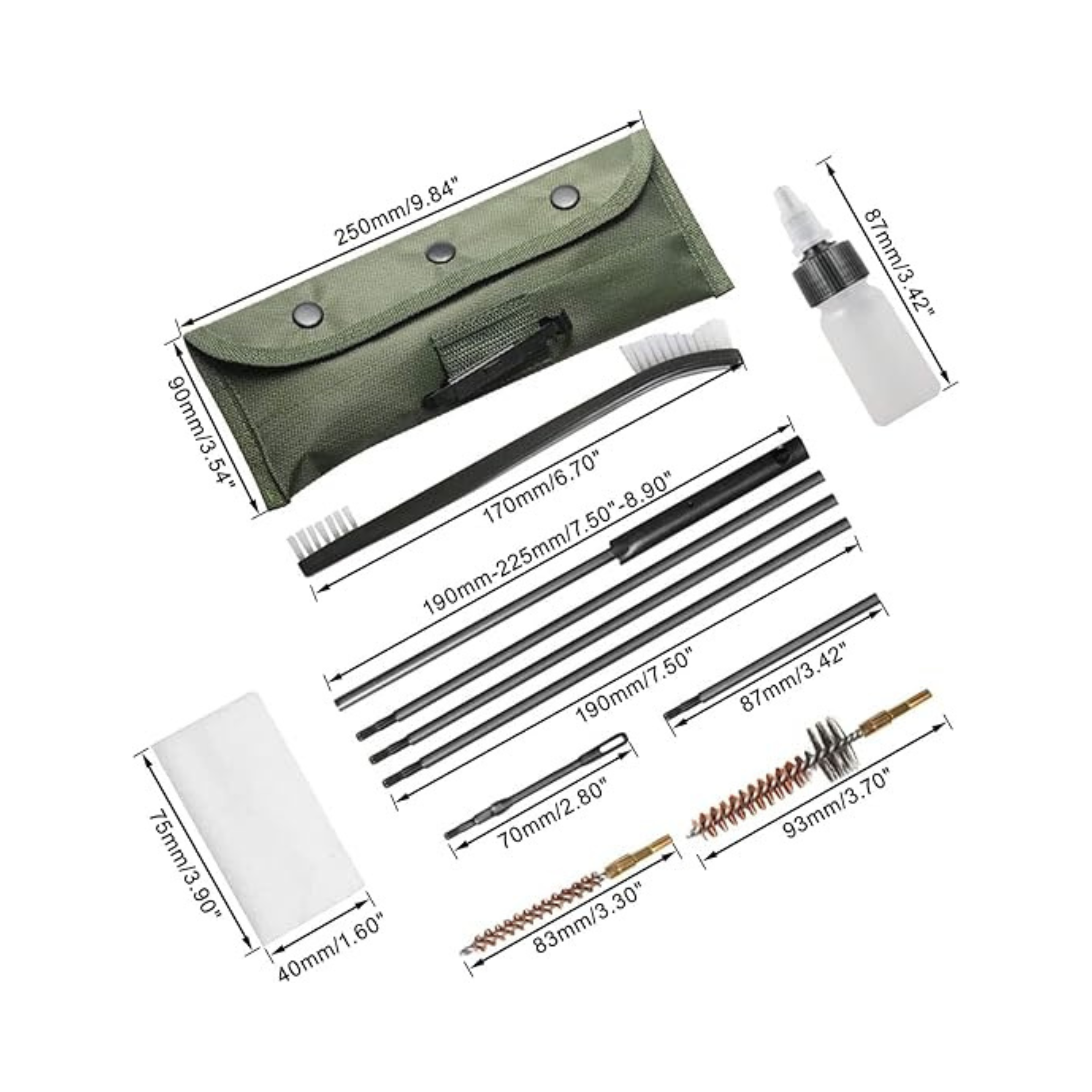 Cleaning Kit 10pcs .223 or 5.56 mm and 7.62  Rifle/Gon  Cleaning Kit
