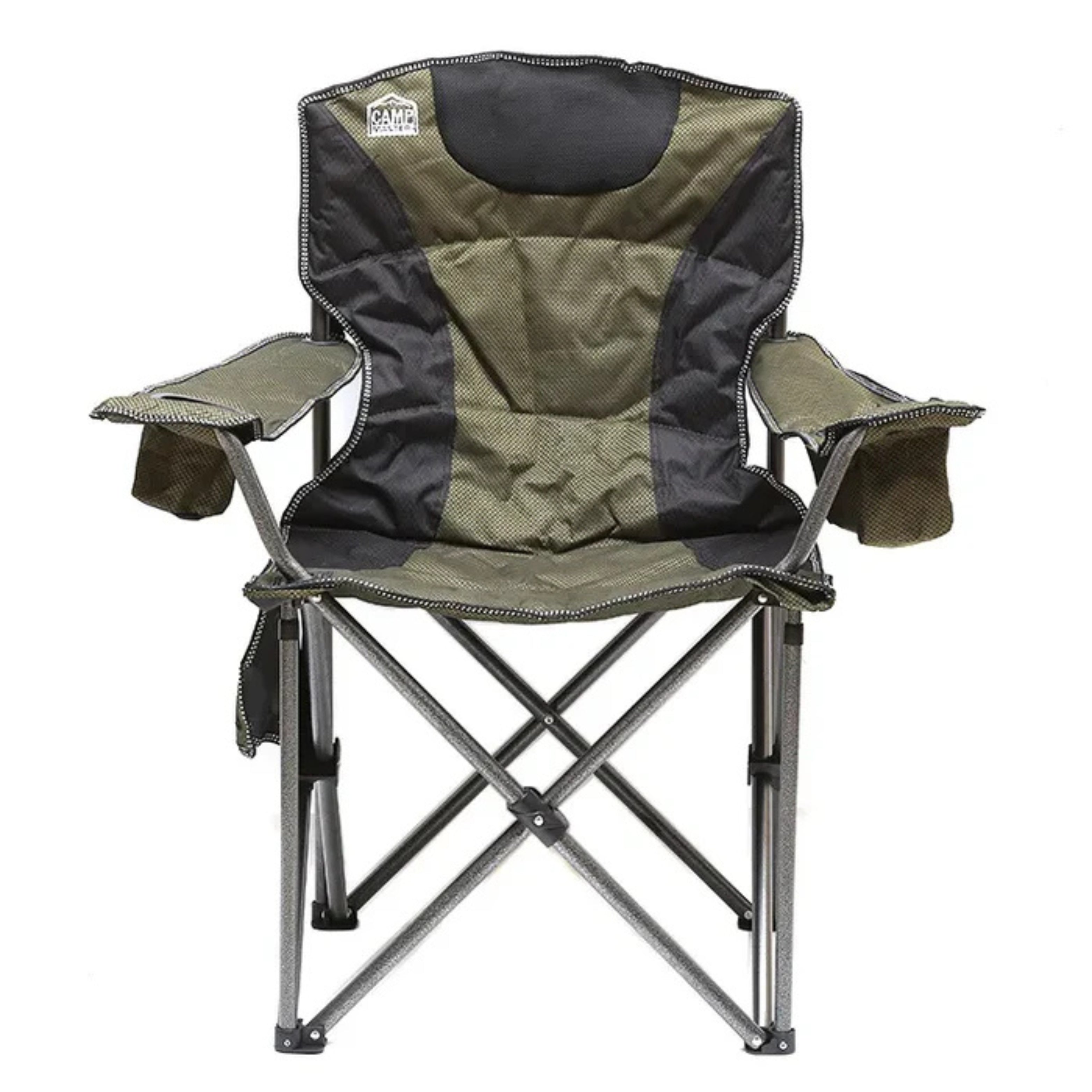 Campmaster Expedition Deluxe Camping Chair with Tactical Side Pocket in Olive Green