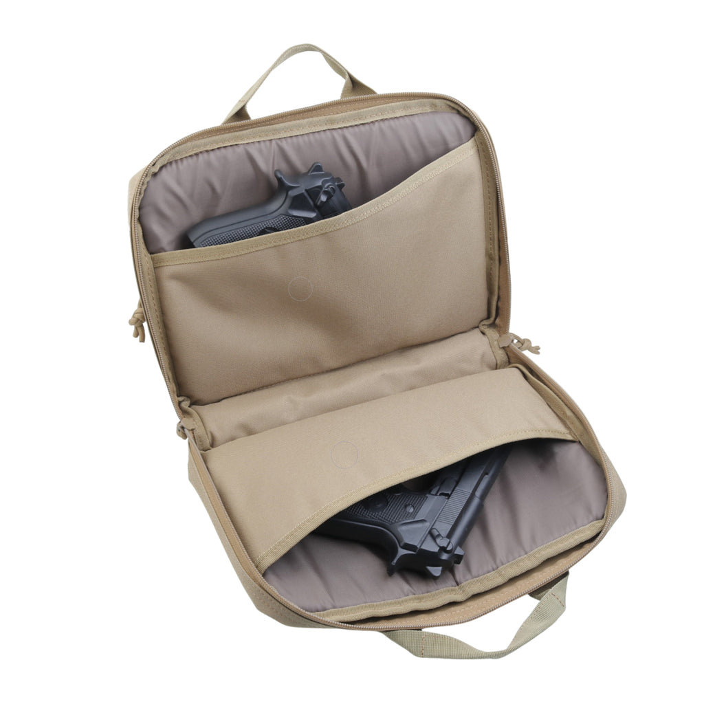 Professional Tactical Pistol Case with Integrated Magazine Pouches for Secure Range Hardware