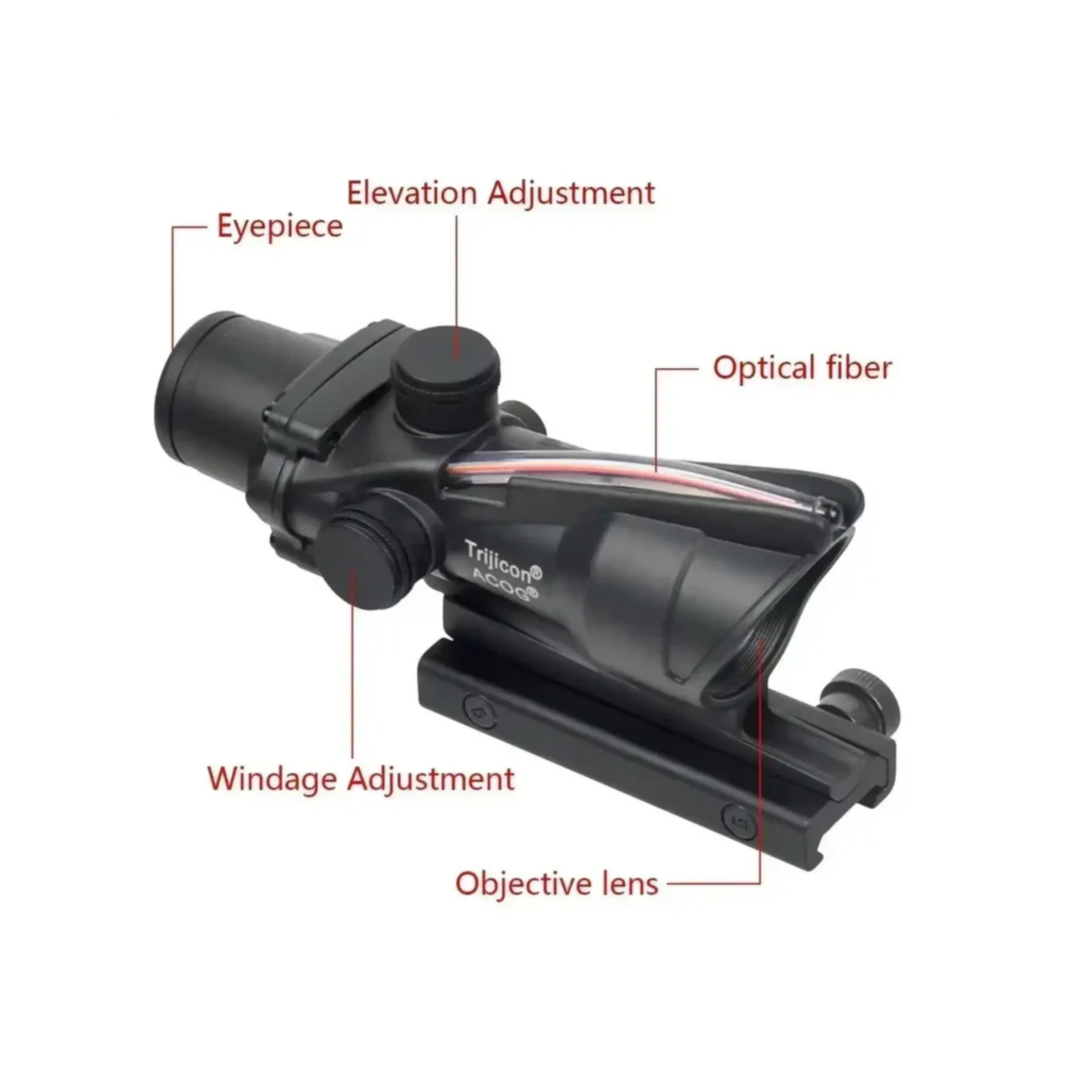 Trijicon ACOG 4x32 Red Chevron Reticle Dual Illuminated Rugged Combat Tactical Scope.
