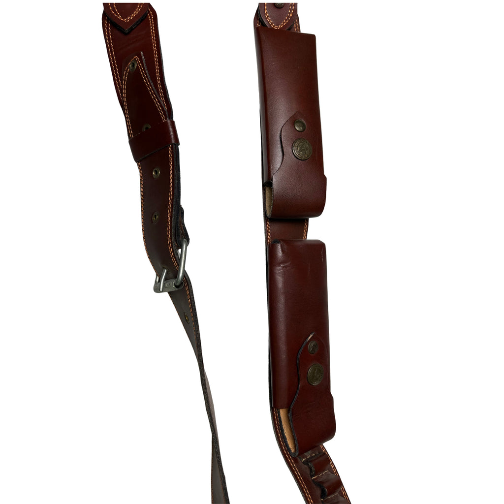Side profile of a premium handcrafted pure leather tactical holster for .30 Br, 9mm, and 45 caliber pistols.