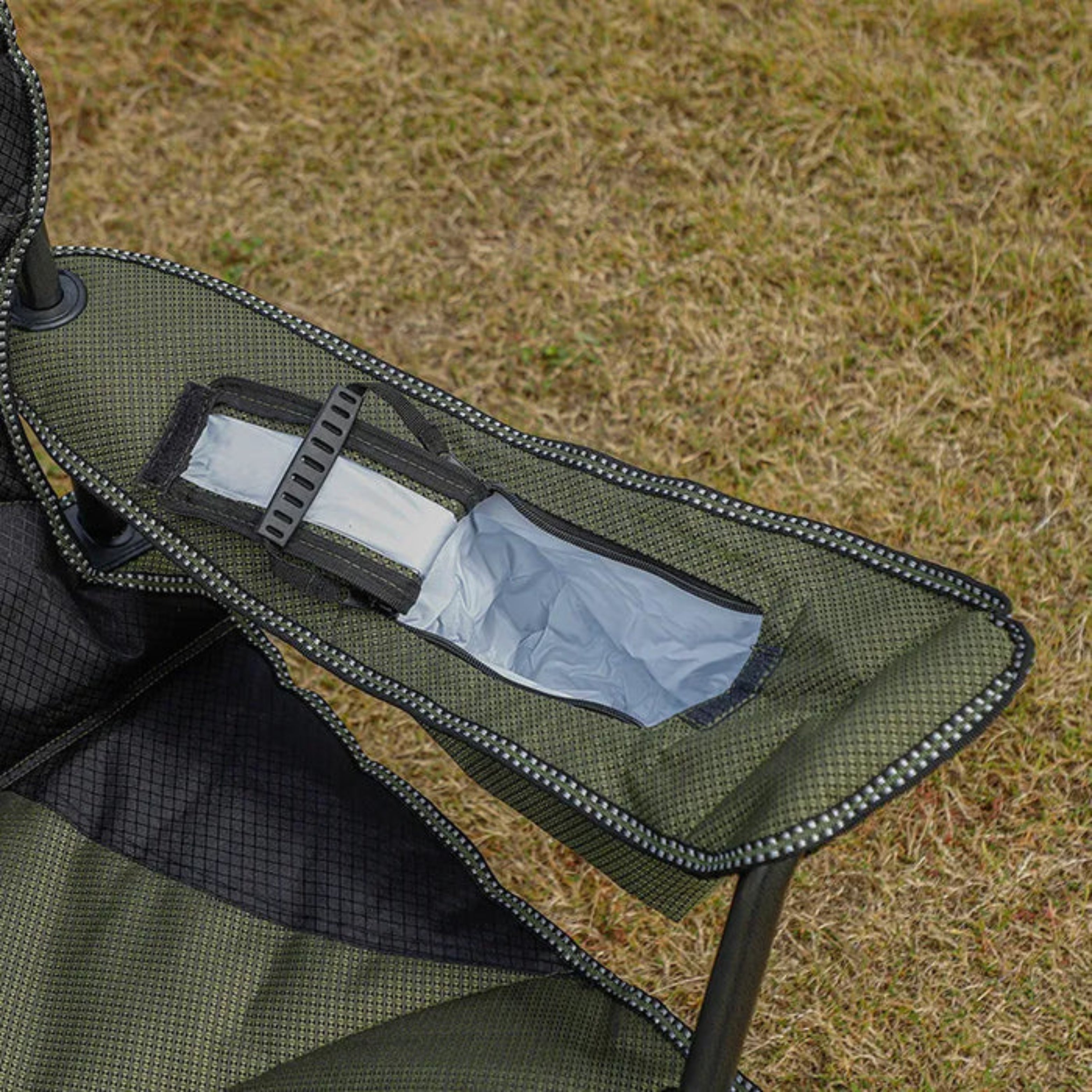 Campmaster Expedition Deluxe Camping Chair with Tactical Side Pocket in Olive Green
