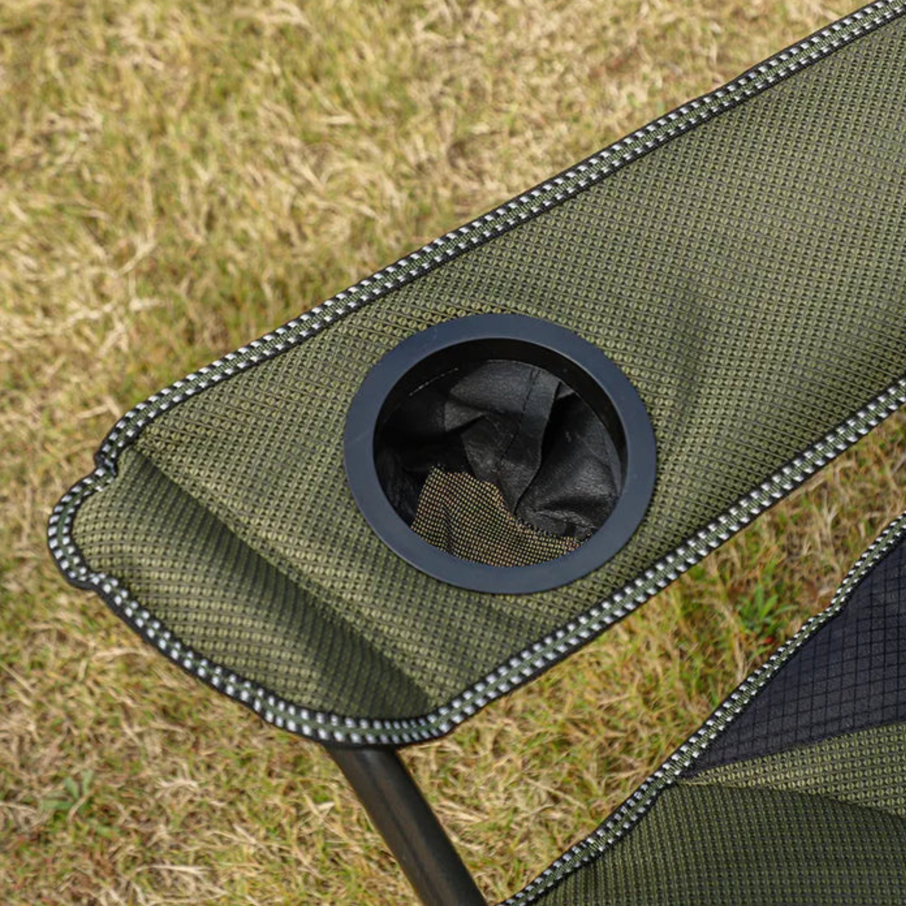 Campmaster Expedition Deluxe Camping Chair with Tactical Side Pocket in Olive Green