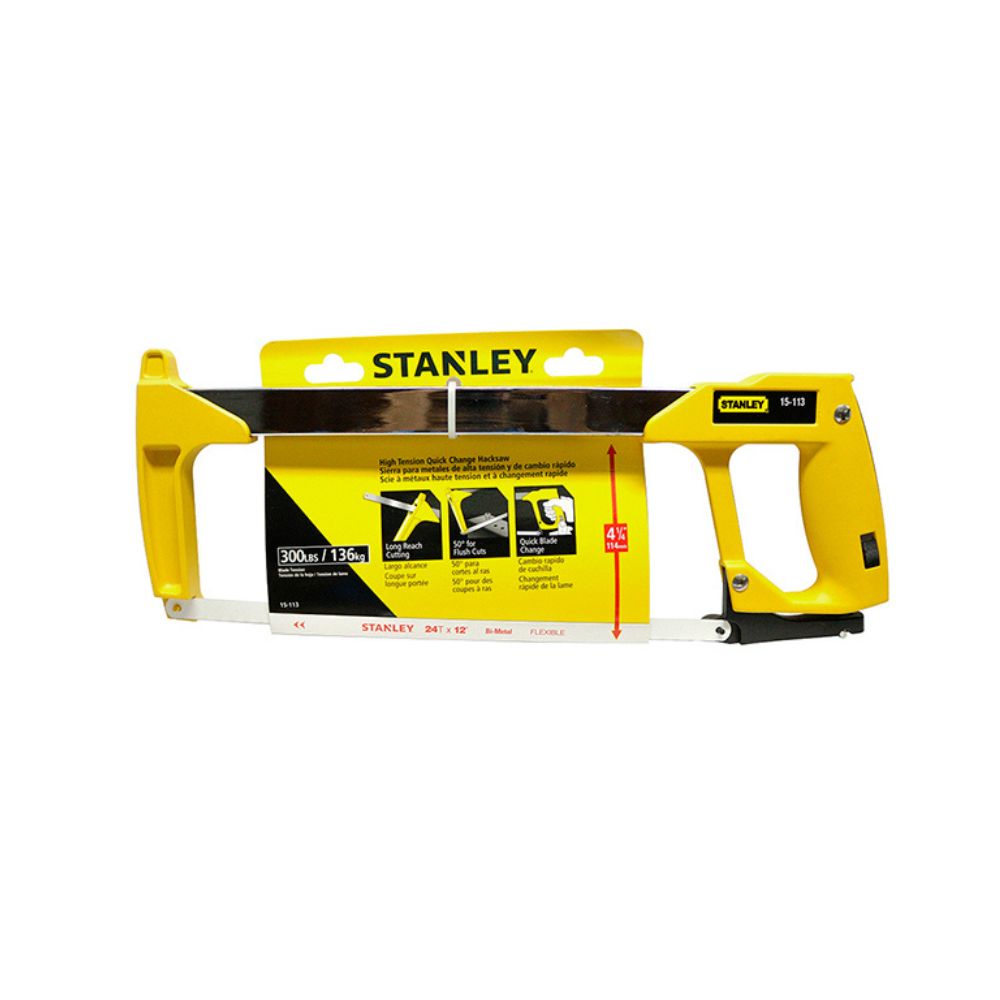 Stanley 15-113 High Tension Hacksaw for Heavy Duty Metal and Alloy Cutting